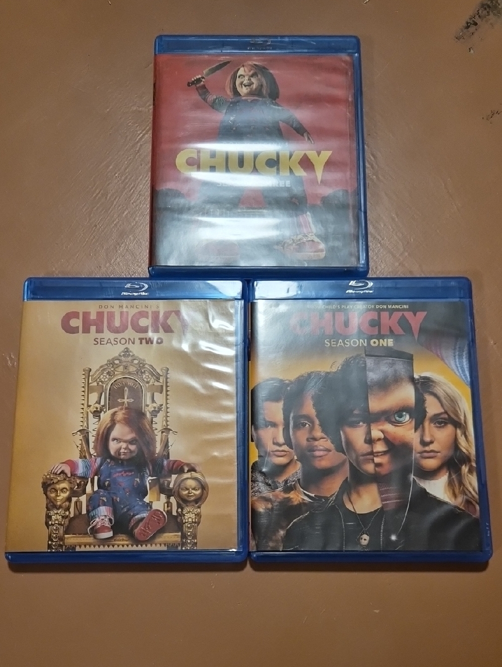 Chucky Blu-ray Seasons One & Two + Movie Set - Red, Yellow, Blue Covers